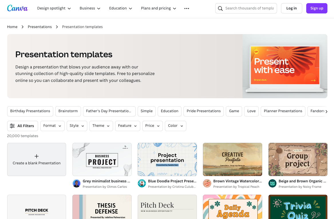 Canva offers thousands of templates, created both in-house and by users.