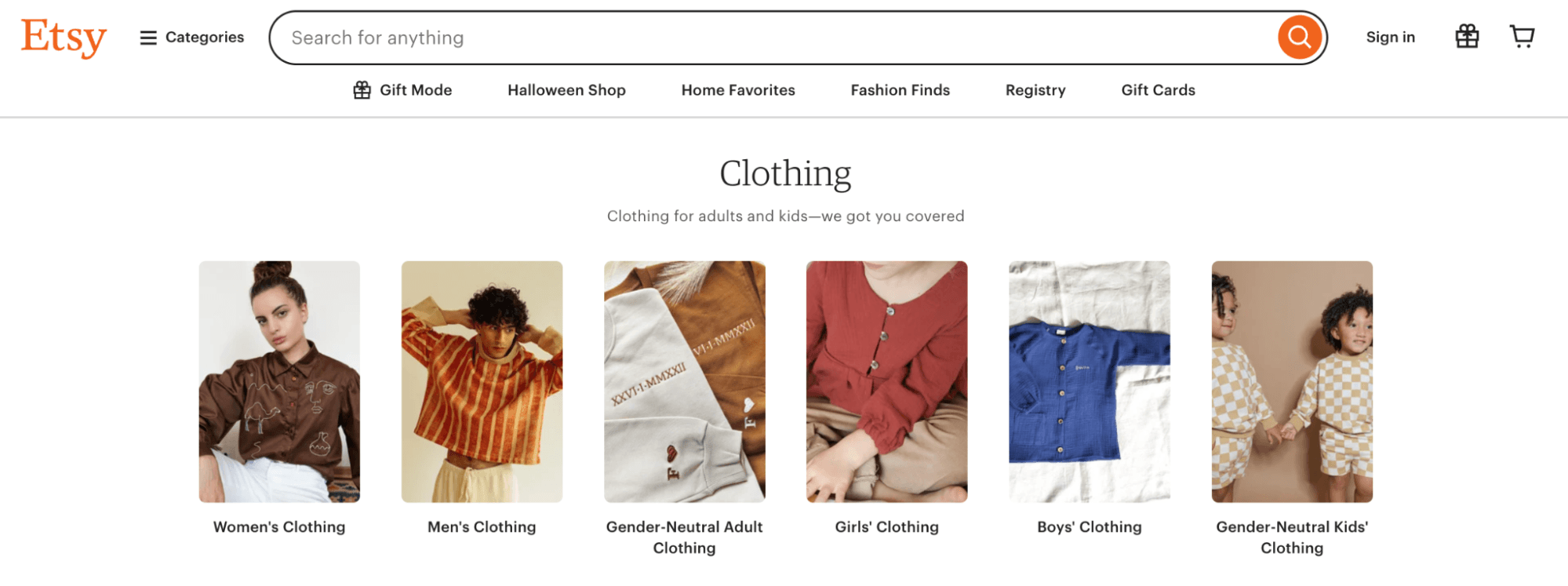 The structured data included in product listings provide the basis for Etsy’s broader category and subcategory pages. These templated pages, in turn, rank for long-tail keywords like “gender neutral sweaters,” keywords that Etsy might not have otherwise captured without these programmatic category pages.